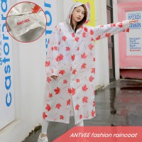 ANTVEE - EVA Fashion raincoat for women with drawstring hood - (red maple leaf)